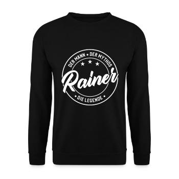 Rainer Vorname Name Geburtstag - Unisex Pullover - Schwarz - Vorne - Alina (178cm) & Michal (187cm)