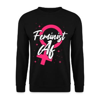Feminist Feminist Af - Unisex Pullover - Schwarz - Vorne - Alina (178cm) & Michal (187cm)
