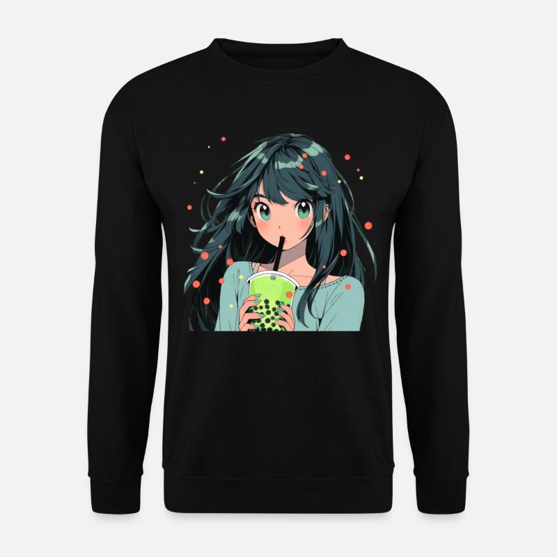Anime and Boba Bubble Tea - Unisex Pullover - Schwarz