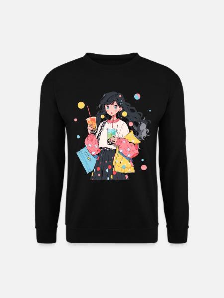Anime and Boba Bubble Tea - Unisex Sweatshirt - black