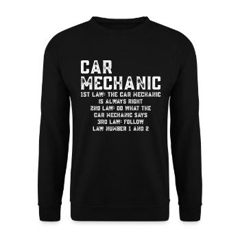 Drôle de loi du mécanicien - Le mécanicien automobile est toujours ri - Sweat-shirt Unisexe - noir - Devant - Alina (178cm) & Michal (187cm)