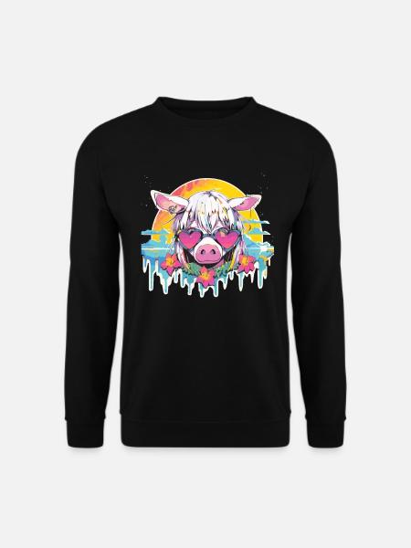 Schwein Sonnenbrille Schwein Schweine Wutz Fergel - Unisex Pullover - Schwarz
