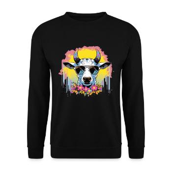Vache Tête de vache Vaches Agriculture Éleveur de vaches - Sweat-shirt Unisexe - noir - Devant - Alina (178cm) & Michal (187cm)