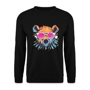 Bear Bear Sunglasses Brown Bear Forest Dweller - Unisex Sweatshirt - black - Front - Alina (178cm) & Michal (187cm)