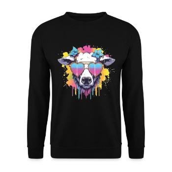 Vache Tête de vache Vaches Agriculture Éleveur de vaches - Sweat-shirt Unisexe - noir - Devant - Alina (178cm) & Michal (187cm)