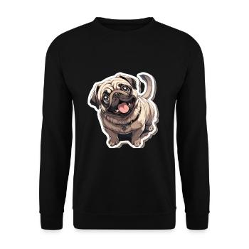Mops Mops Hund Mops Sonnenbrille Mops Geschenk - Unisex Pullover - Schwarz - Vorne - Alina (178cm) & Michal (187cm)