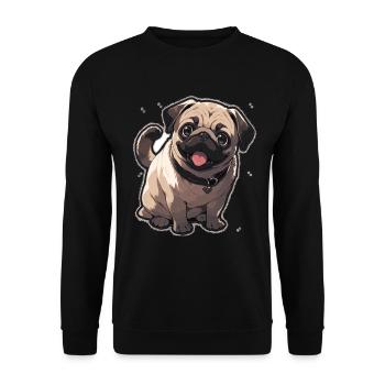 Mops Mops Hund Mops Sonnenbrille Mops Geschenk - Unisex Pullover - Schwarz - Vorne - Alina (178cm) & Michal (187cm)