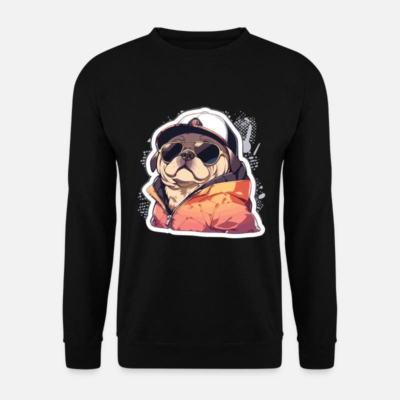 Mops Mops Hund Mops Sonnenbrille Mops Geschenk - Unisex Pullover - Schwarz