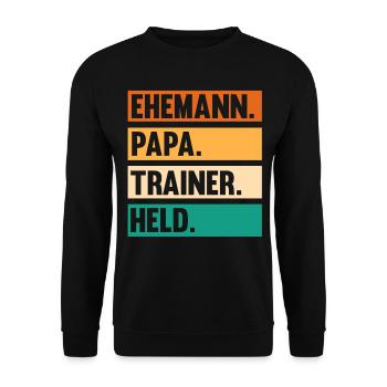 Papa Vater Trainer - Unisex Pullover - Schwarz - Vorne - Alina (178cm) & Michal (187cm)