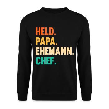 Arbeit Kollegen Vater Papa Teamleiter Führungskraf - Unisex Pullover - Schwarz - Vorne - Alina (178cm) & Michal (187cm)