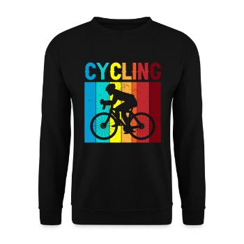 Sportlicher Retro-Biker: "Cycling" für Radler - Unisex Pullover - Schwarz - Vorne - Alina (178cm) & Michal (187cm)