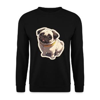 Mops Mops Hund Mops Geschenke Mops Liebhaber - Unisex Pullover - Schwarz - Vorne - Alina (178cm) & Michal (187cm)