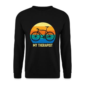 Design de vélo rétro sportif avec « My Therapist » - Sweat-shirt Unisexe - noir - Devant - Alina (178cm) & Michal (187cm)