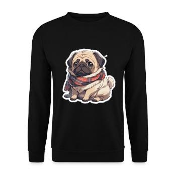 Mops Mops Hund Mops Geschenke Mops Liebhaber - Unisex Pullover - Schwarz - Vorne - Alina (178cm) & Michal (187cm)