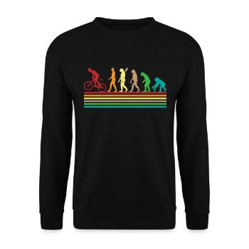 Evolution-Fahrrad-Fan: Retro-Design für Radfahrer - Unisex Pullover - Schwarz - Vorne - Alina (178cm) & Michal (187cm)