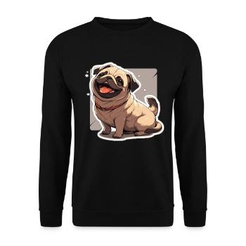 Mops Mops Hund Mops Geschenke Mops Liebhaber - Unisex Pullover - Schwarz - Vorne - Alina (178cm) & Michal (187cm)