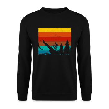 Retro mountain bikers forest and mountains MTB cyclists - Unisex Sweatshirt - black - Front - Alina (178cm) & Michal (187cm)
