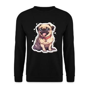 Mops Mops Hund Mops Geschenke Mops Liebhaber - Unisex Pullover - Schwarz - Vorne - Alina (178cm) & Michal (187cm)