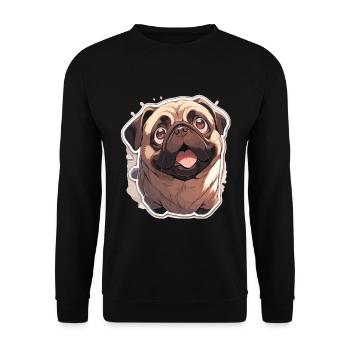Mops Mops Hund Mops Geschenke Mops Liebhaber - Unisex Pullover - Schwarz - Vorne - Alina (178cm) & Michal (187cm)