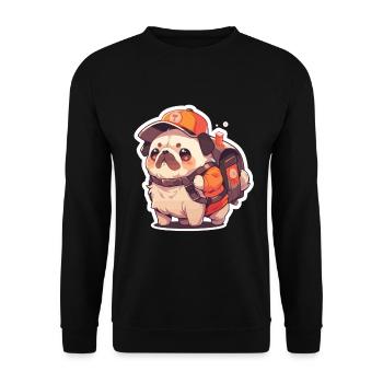 Mops Mops Hund Mops Geschenke Mops Liebhaber - Unisex Pullover - Schwarz - Vorne - Alina (178cm) & Michal (187cm)
