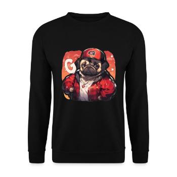 Mops Mops Hund Mops Geschenke Mops Liebhaber - Unisex Pullover - Schwarz - Vorne - Alina (178cm) & Michal (187cm)