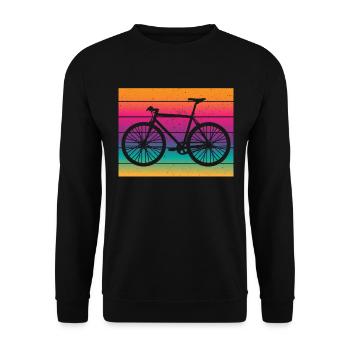 Sportliche Stärke auf Rädern Retro-Bike MTB Radler - Unisex Pullover - Schwarz - Vorne - Alina (178cm) & Michal (187cm)