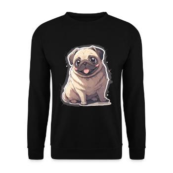 Mops Mops Hund Mops Geschenke Mops Liebhaber - Unisex Pullover - Schwarz - Vorne - Alina (178cm) & Michal (187cm)