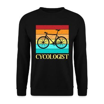 Stylish Cycologist Retro Bicycle Design MTB - Unisex Sweatshirt - black - Front - Alina (178cm) & Michal (187cm)