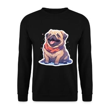 Mops Mops Hund Mops Geschenke Mops Liebhaber - Unisex Pullover - Schwarz - Vorne - Alina (178cm) & Michal (187cm)