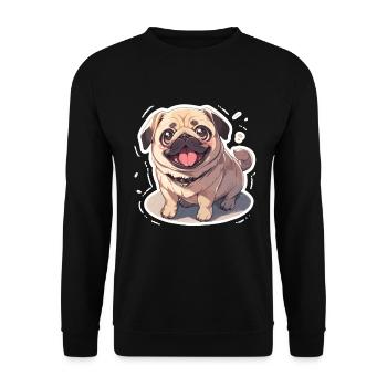 Mops Mops Hund Mops Geschenke Mops Liebhaber - Unisex Pullover - Schwarz - Vorne - Alina (178cm) & Michal (187cm)