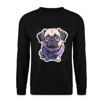 Mops Mops Hund Mops Geschenke Mops Liebhaber - Unisex Pullover - Schwarz - Vorne - Alina (178cm) & Michal (187cm)