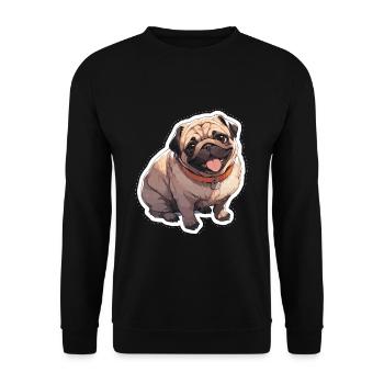 Mops Mops Hund Mops Geschenke Mops Liebhaber - Unisex Pullover - Schwarz - Vorne - Alina (178cm) & Michal (187cm)