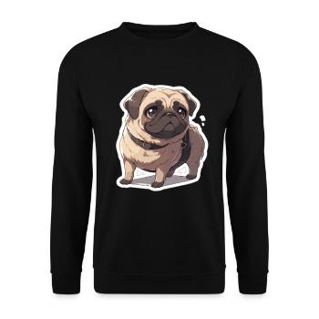 Mops Mops Hund Mops Geschenke Mops Liebhaber - Unisex Pullover - Schwarz - Vorne - Alina (178cm) & Michal (187cm)