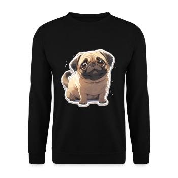 Mops Mops Hund Mops Geschenke Mops Liebhaber - Unisex Pullover - Schwarz - Vorne - Alina (178cm) & Michal (187cm)