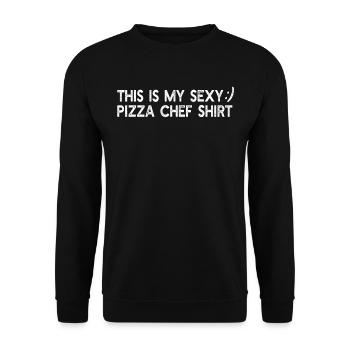 This is my sexy pizza chef shirt - Pizza Lover Fun - Unisex Sweatshirt - black - Front - Alina (178cm) & Michal (187cm)