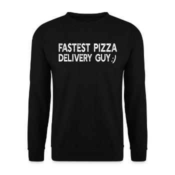Fastest pizza delivery guy - Funny Pizza Guy - Unisex Pullover - Schwarz - Vorne - Alina (178cm) & Michal (187cm)
