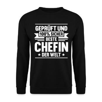 Arbeit Kollegen Büro Teamleiter Führungskraft Chef - Unisex Pullover - Schwarz - Vorne - Alina (178cm) & Michal (187cm)