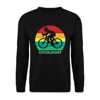 Dynamisches Retro-Bike Design für Männer Radfahrer - Unisex Pullover - Schwarz - Vorne - Alina (178cm) & Michal (187cm)