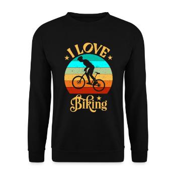 I Love Biking: Retro bike design for bikers MTB - Unisex Sweatshirt - black - Front - Alina (178cm) & Michal (187cm)