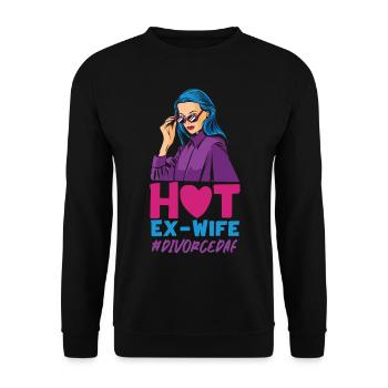 Happy Divorce Party Hot Ex-Wife - Unisex Sweatshirt - black - Front - Alina (178cm) & Michal (187cm)