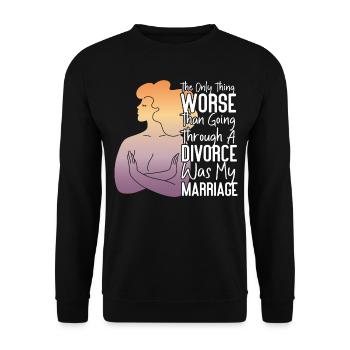 Happy Divorce Party The Only Thing - Unisex Pullover - Schwarz - Vorne - Alina (178cm) & Michal (187cm)