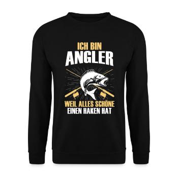 Angeln Fishing Fisher Angelrute Karpfen Rute Fisch - Unisex Pullover - Schwarz - Vorne - Alina (178cm) & Michal (187cm)