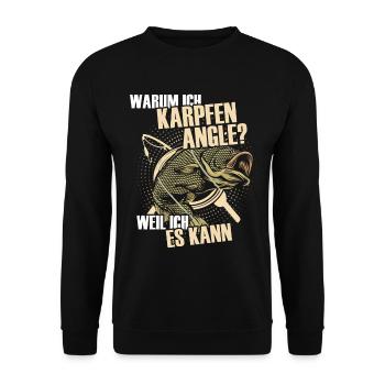 Angeln Tshirt Mann Fischer Rute Fischfang Fishing - Unisex Pullover - Schwarz - Vorne - Alina (178cm) & Michal (187cm)