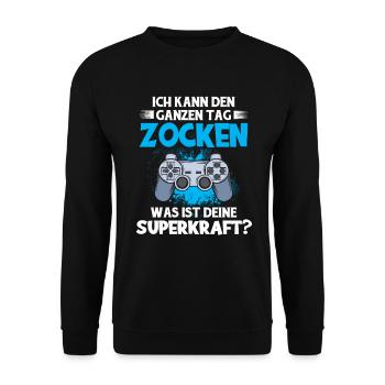 Zocken - Unisex Pullover - Schwarz - Vorne - Alina (178cm) & Michal (187cm)