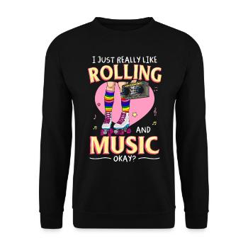 Inline Skate Cadeau Roller Skates Roller 70s - Sweat-shirt Unisexe - noir - Devant - Alina (178cm) & Michal (187cm)