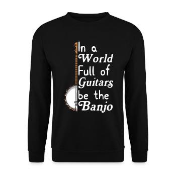 Banjo Shirts For Men Bluegrass Appalachia Folk - Unisex Sweatshirt - black - Front - Alina (178cm) & Michal (187cm)