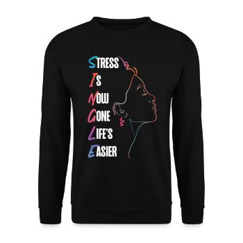 Le stress de la fête de divorce heureuse est maintenant - Sweat-shirt Unisexe - noir - Devant - Alina (178cm) & Michal (187cm)