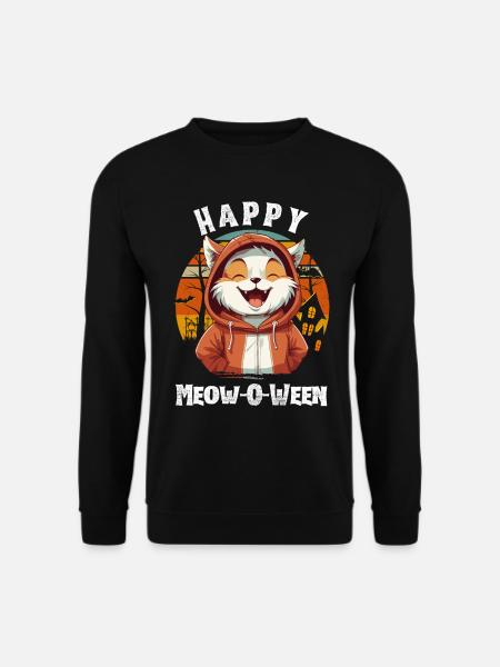 Süße gruselige Cartoon Katze: Happy Halloween - Unisex Pullover - Schwarz