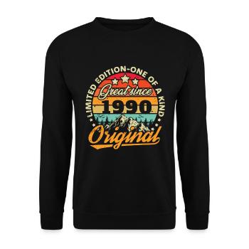 1990's Vintage Original 1990's Birthday Gift - Unisex Sweatshirt - black - Front - Alina (178cm) & Michal (187cm)