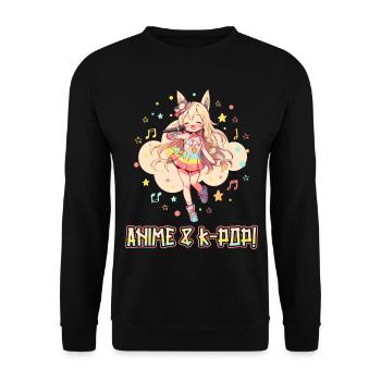 Anime and K-Pop Korean Pop Music Kpop - Unisex Sweatshirt - black - Front - Alina (178cm) & Michal (187cm)